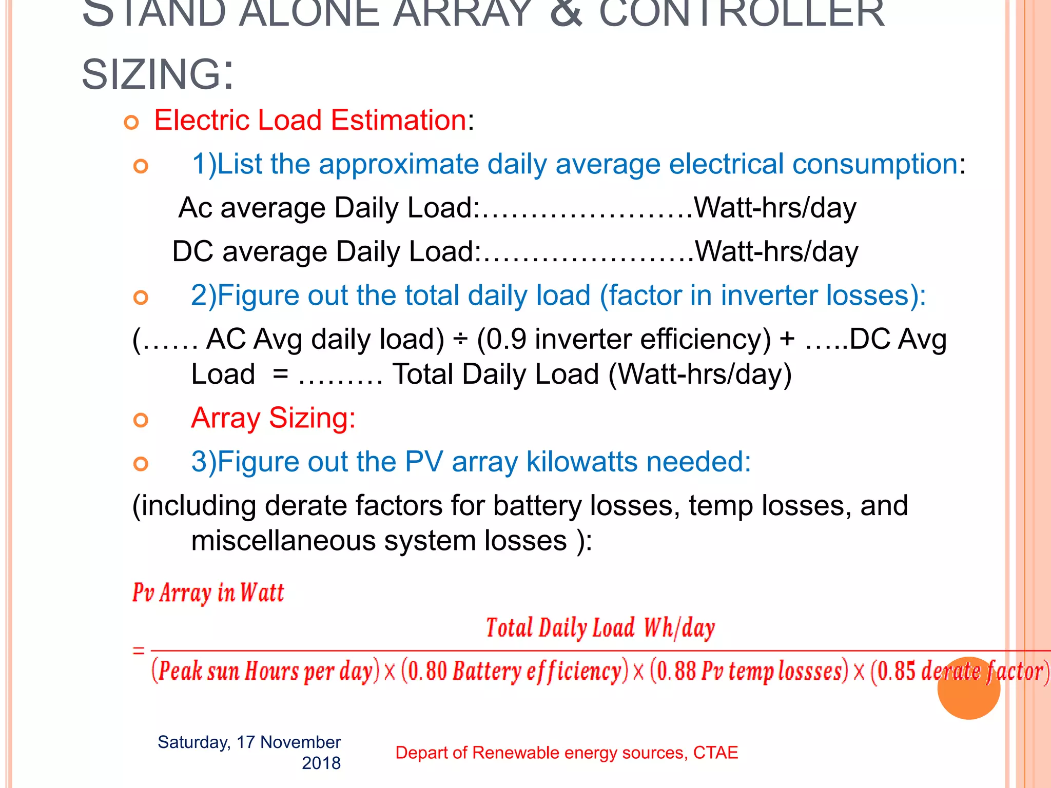 Photovoltaic modules & sizing of pv system | PPTX
