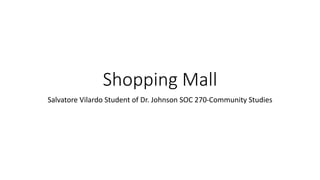 Shopping Mall
Salvatore Vilardo Student of Dr. Johnson SOC 270-Community Studies
 