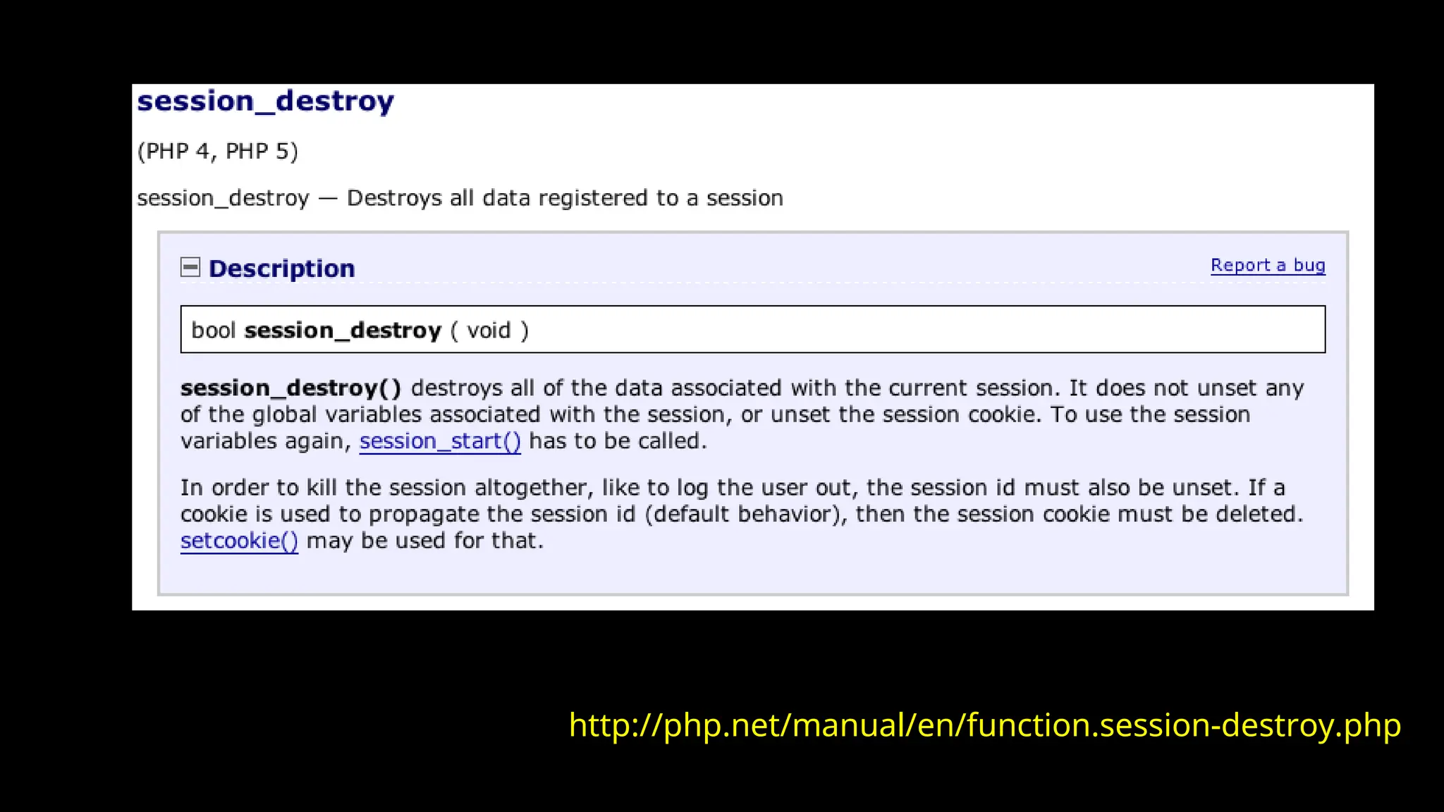 http://php.net/manual/en/function.session-destroy.php
 