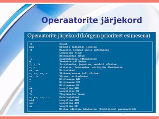 Operaatorite järjekord ANU KURMI ARVUTIKLASS 