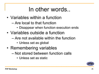 Function Definition<br />A function accepts any number of input arguments, and returns a SINGLE value.<br />functionmyfunc...