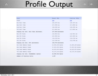Proﬁle Output




Wednesday, June 1, 2011                   41
 