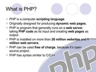 PHP: Hypertext Preprocessor Introduction | PPT
