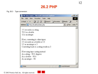 12
                                                  26.2 PHP
    Fig. 26.3   Type conversion.




© 2003 Prentice Hall, Inc. All rights reserved.
 