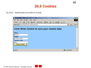 80
                                                  26.8 Cookies
    Fig. 26.20    Gathering data to be written as a cookie.




© 2003 Prentice Hall, Inc. All rights reserved.
 