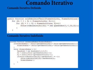 Comando Iterativo
Comando Iterativo Definido
Comando Iterativo Indefinido
 