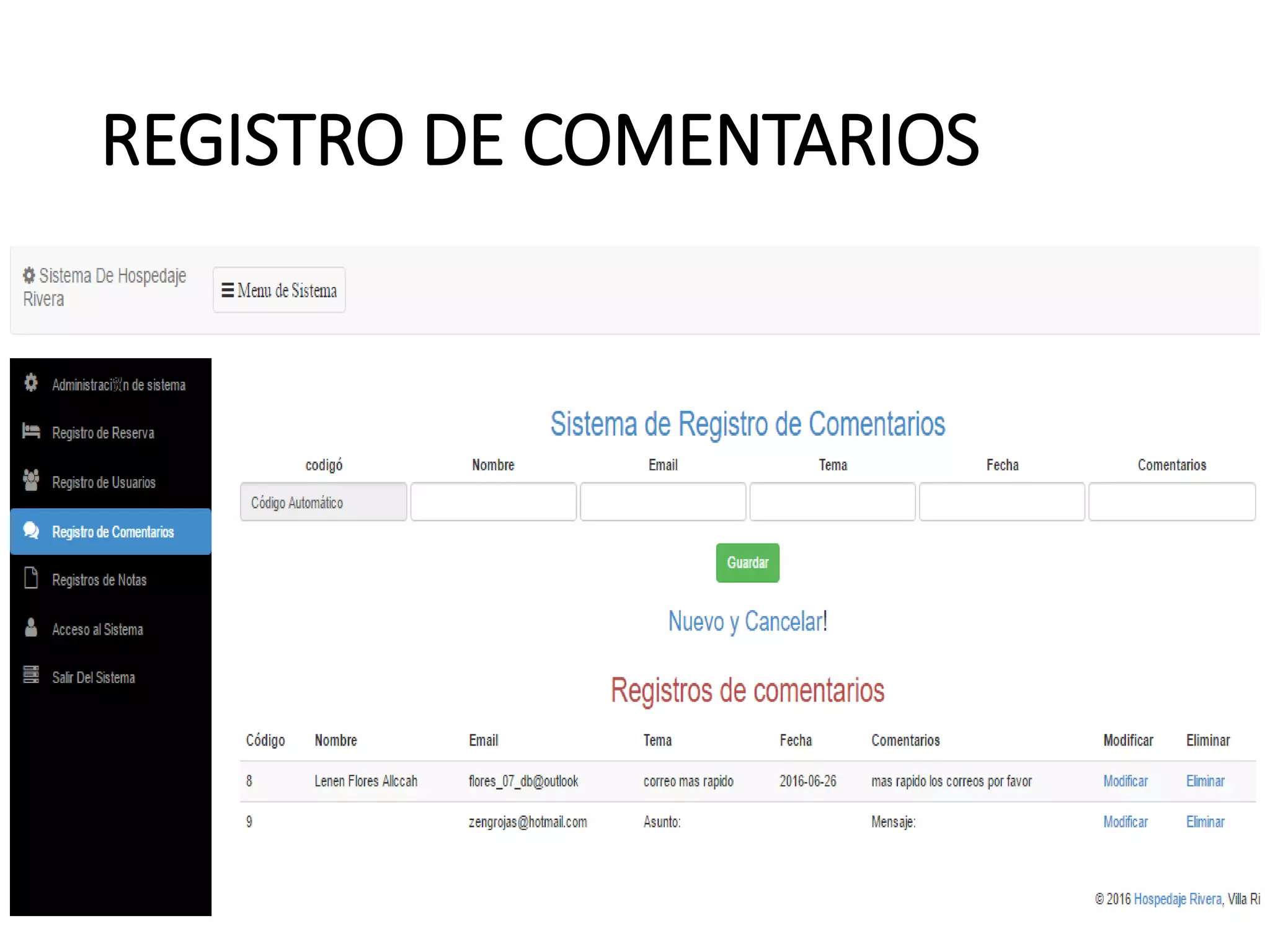 REGISTRO DE COMENTARIOS