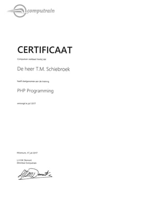 PHP Programming Certificate