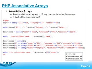 Page 15
PHP Associative Arrays
 
