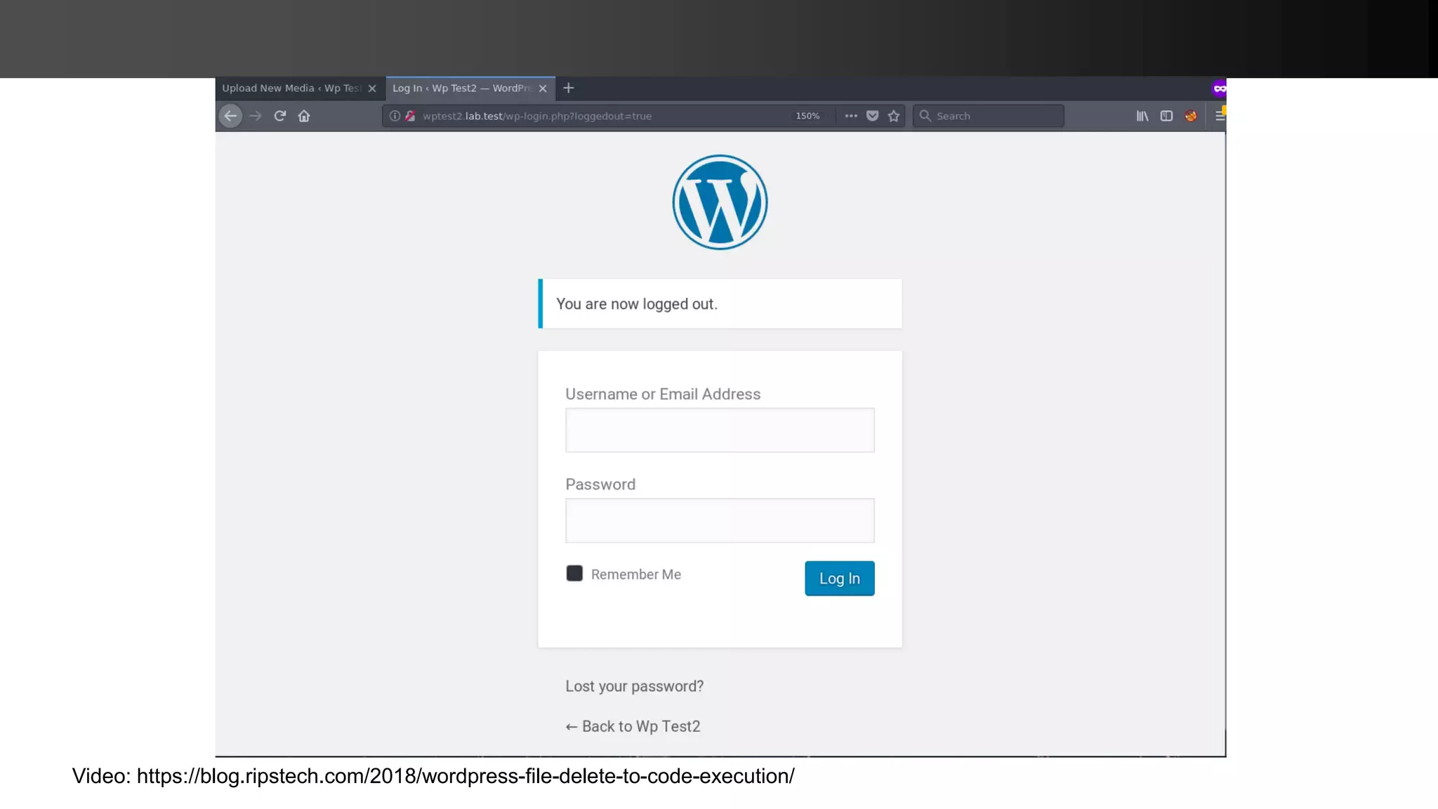 Video: https://blog.ripstech.com/2018/wordpress-file-delete-to-code-execution/ 