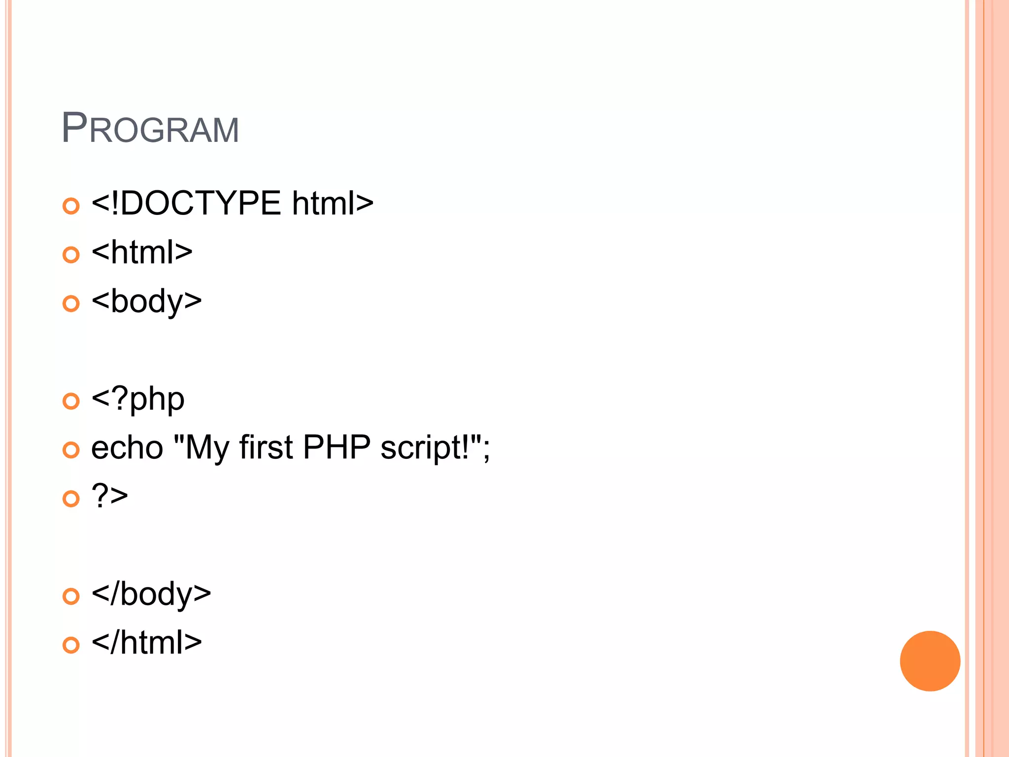 PHP TUTORIAL | PPT