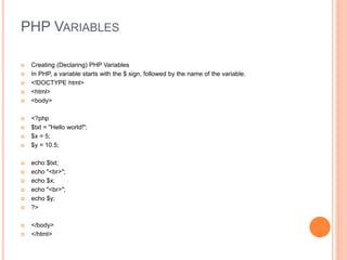 PHP TUTORIAL | PPT