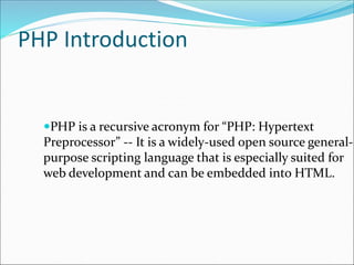a brief introduction to PHP and how to use it. | PPT | Programming ...