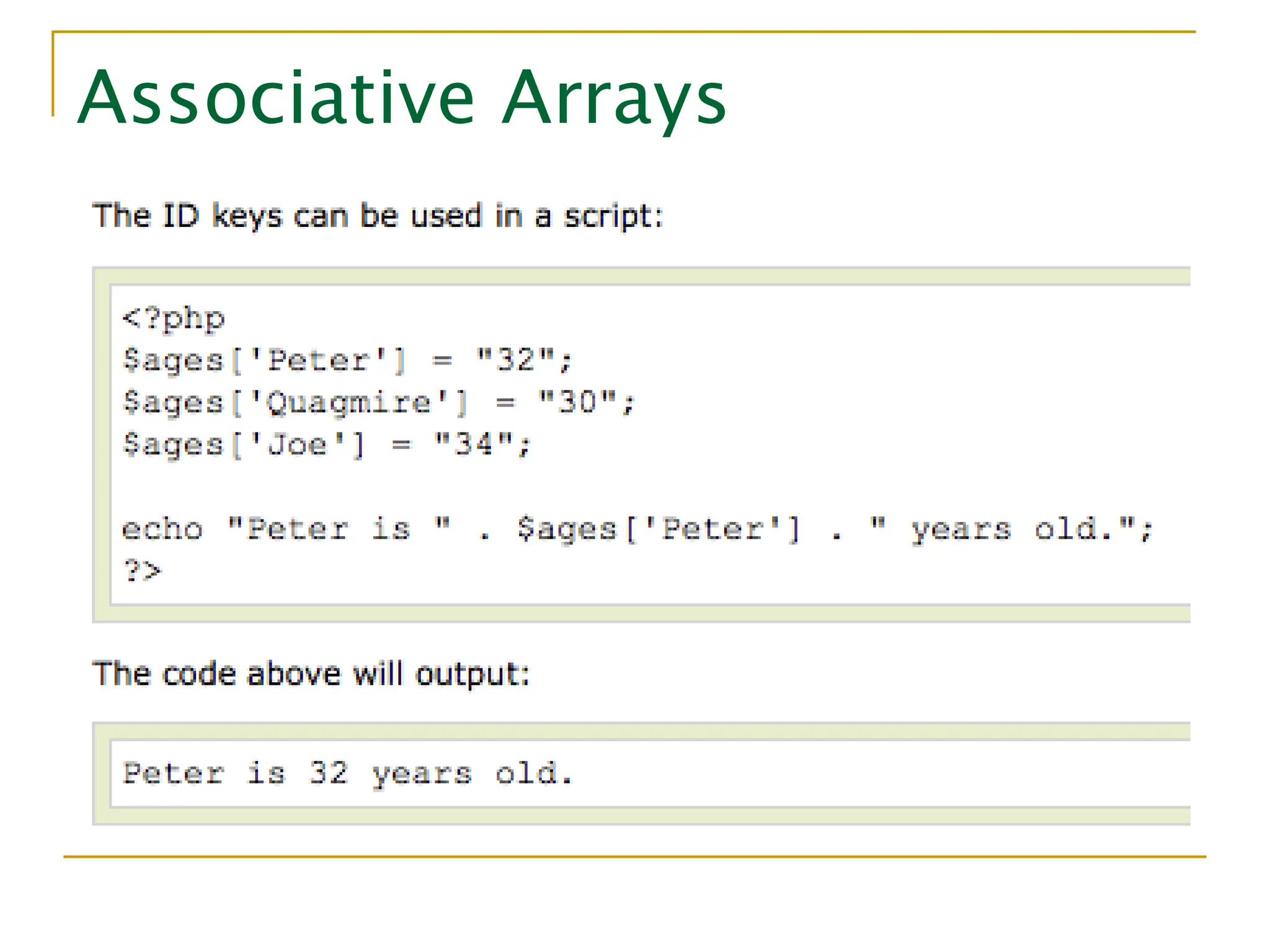 Associative Arrays 