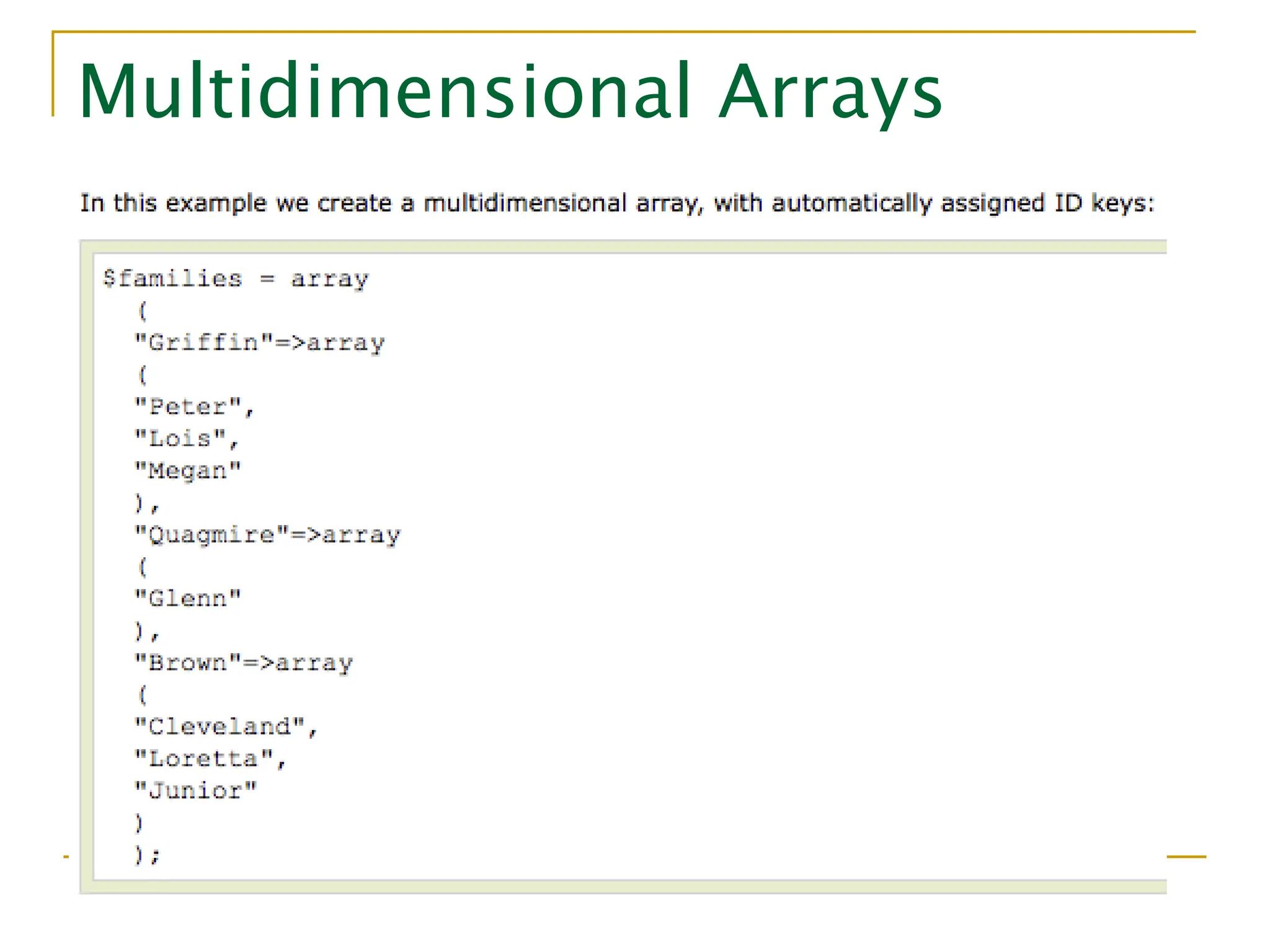 Multidimensional Arrays 