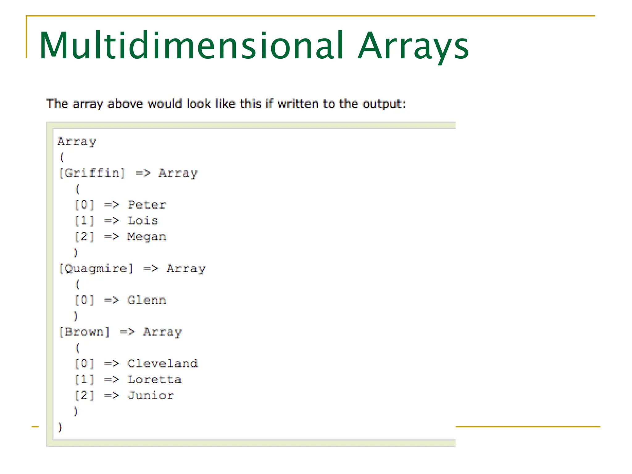 Multidimensional Arrays 