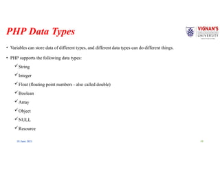 PHP Epressions and types of expressions with suitable example | PPTX