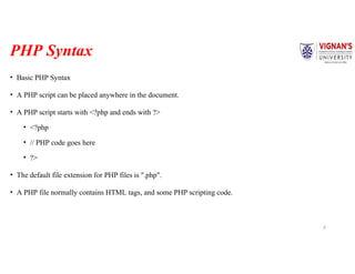 PHP Epressions and types of expressions with suitable example | PPTX