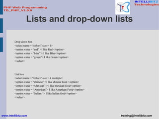 Lists and drop-down lists 