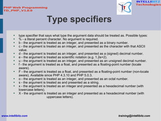Type specifiers  <ul><li>type specifier that says what type the argument data should be treated as. Possible types: </li><...
