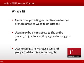 PHP Access Control: TERMINALFOUR t44u | PPTX