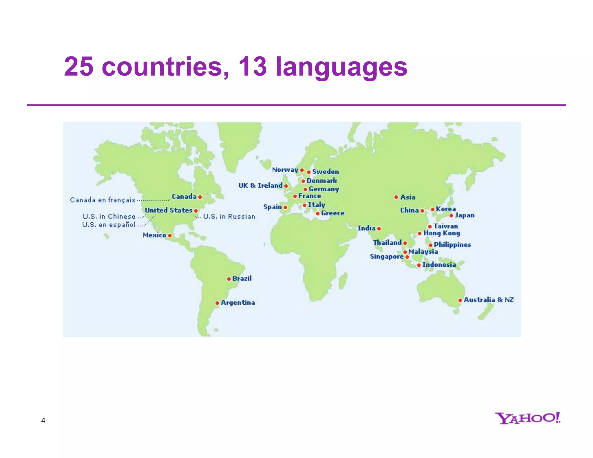 25 countries, 13 languages 4 