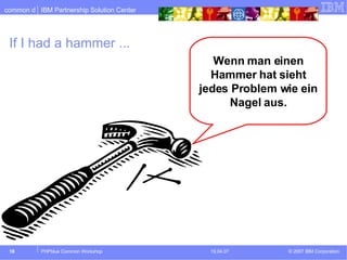If I had a hammer ... Wenn man einen Hammer hat sieht jedes Problem wie ein Nagel aus. 