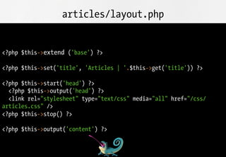 articles/layout.php


<?php $this->extend ('base') ?>

<?php $this->set('title', 'Articles | '.$this->get('title')) ?>

<?...