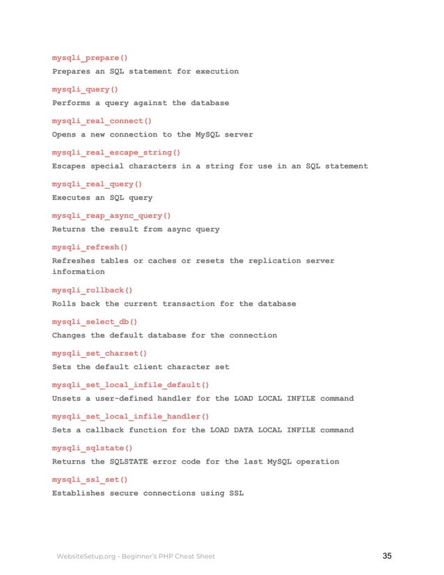 PHP Cheat Sheet | PDF