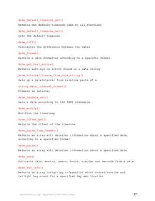 PHP Cheat Sheet | PDF