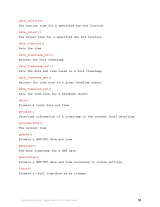 PHP Cheat Sheet | PDF