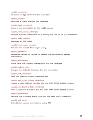 PHP Cheat Sheet | PDF
