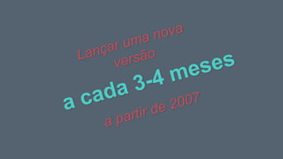 a cada 3-4 mesesLançar uma nova
versão
a partir de 2007
 