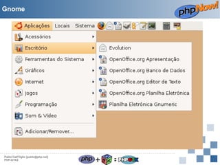 Gnome

Pablo Dall'Oglio [pablo@php.net]
PHP-GTK2

+

=

 