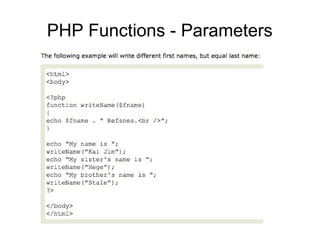 PHP Functions - Parameters
 