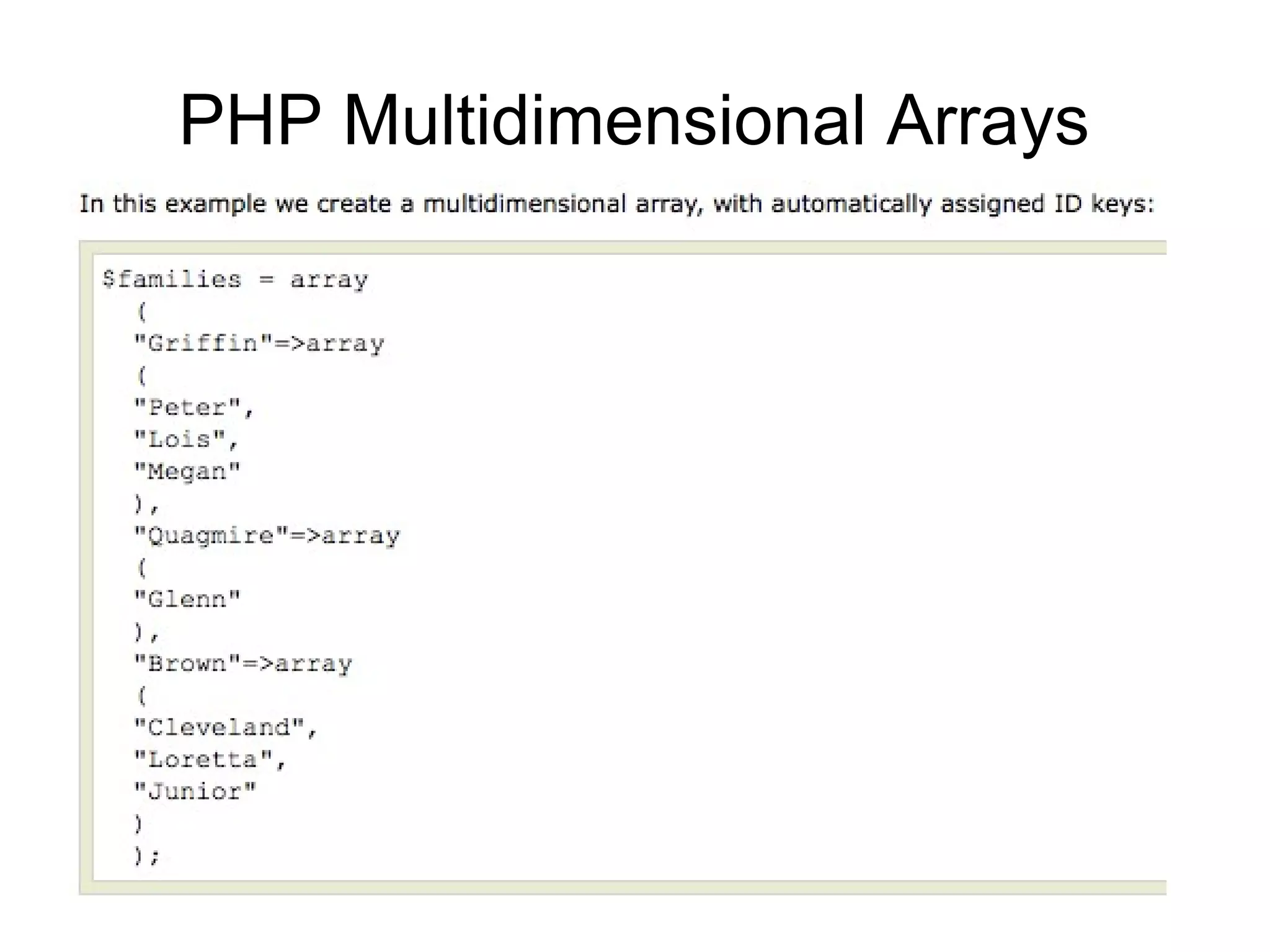 PHP Multidimensional Arrays
 