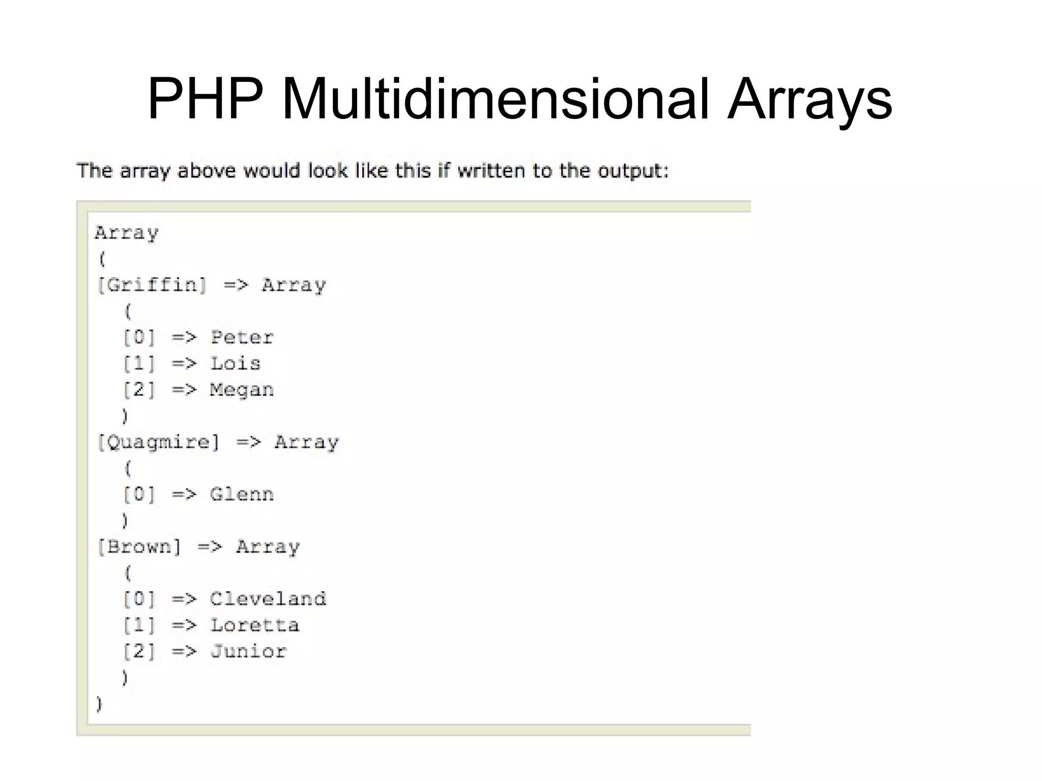 PHP Multidimensional Arrays
 