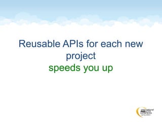 Reusable APIs for each new
project
speeds you up
 