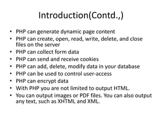 INTRODUCTION ON PHP - SERVER SIDE SCRIPTING LANGUAGE | PPT