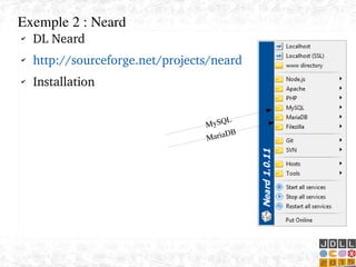    
✔
DL Neard
✔
http://sourceforge.net/projects/neard
✔
Installation
Exemple 2 : Neard
MySQL
MariaDB
 