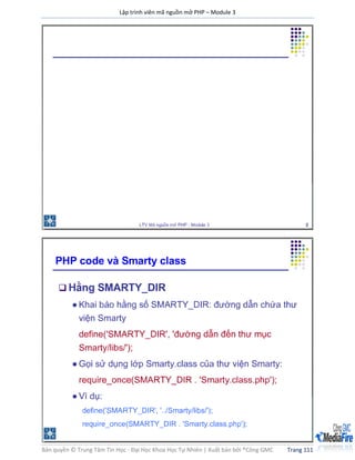 Lập trình viên mã nguồn mở PHP – Module 3
Bản quyền © Trung Tâm Tin Học - Đại Học Khoa Học Tự Nhiên | Xuất bản bởi ®Công GMC Trang 111
 