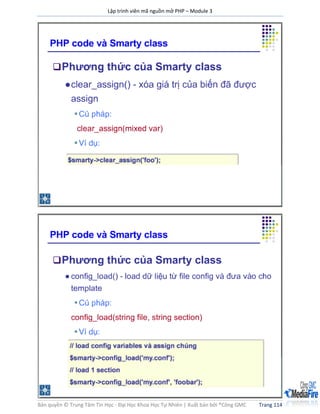 Lập trình viên mã nguồn mở PHP – Module 3
Bản quyền © Trung Tâm Tin Học - Đại Học Khoa Học Tự Nhiên | Xuất bản bởi ®Công GMC Trang 114
 