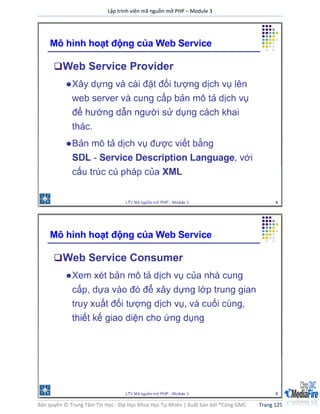 Lập trình viên mã nguồn mở PHP – Module 3
Bản quyền © Trung Tâm Tin Học - Đại Học Khoa Học Tự Nhiên | Xuất bản bởi ®Công GMC Trang 125
 