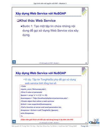 Lập trình viên mã nguồn mở PHP – Module 3
Bản quyền © Trung Tâm Tin Học - Đại Học Khoa Học Tự Nhiên | Xuất bản bởi ®Công GMC Trang 133
 