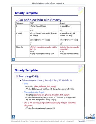 Lập trình viên mã nguồn mở PHP – Module 3
Bản quyền © Trung Tâm Tin Học - Đại Học Khoa Học Tự Nhiên | Xuất bản bởi ®Công GMC Trang 107
 