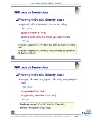Lập trình viên mã nguồn mở PHP – Module 3
Bản quyền © Trung Tâm Tin Học - Đại Học Khoa Học Tự Nhiên | Xuất bản bởi ®Công GMC Trang 113
 