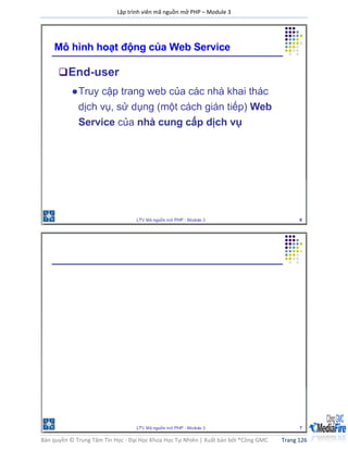 Lập trình viên mã nguồn mở PHP – Module 3
Bản quyền © Trung Tâm Tin Học - Đại Học Khoa Học Tự Nhiên | Xuất bản bởi ®Công GMC Trang 126
 