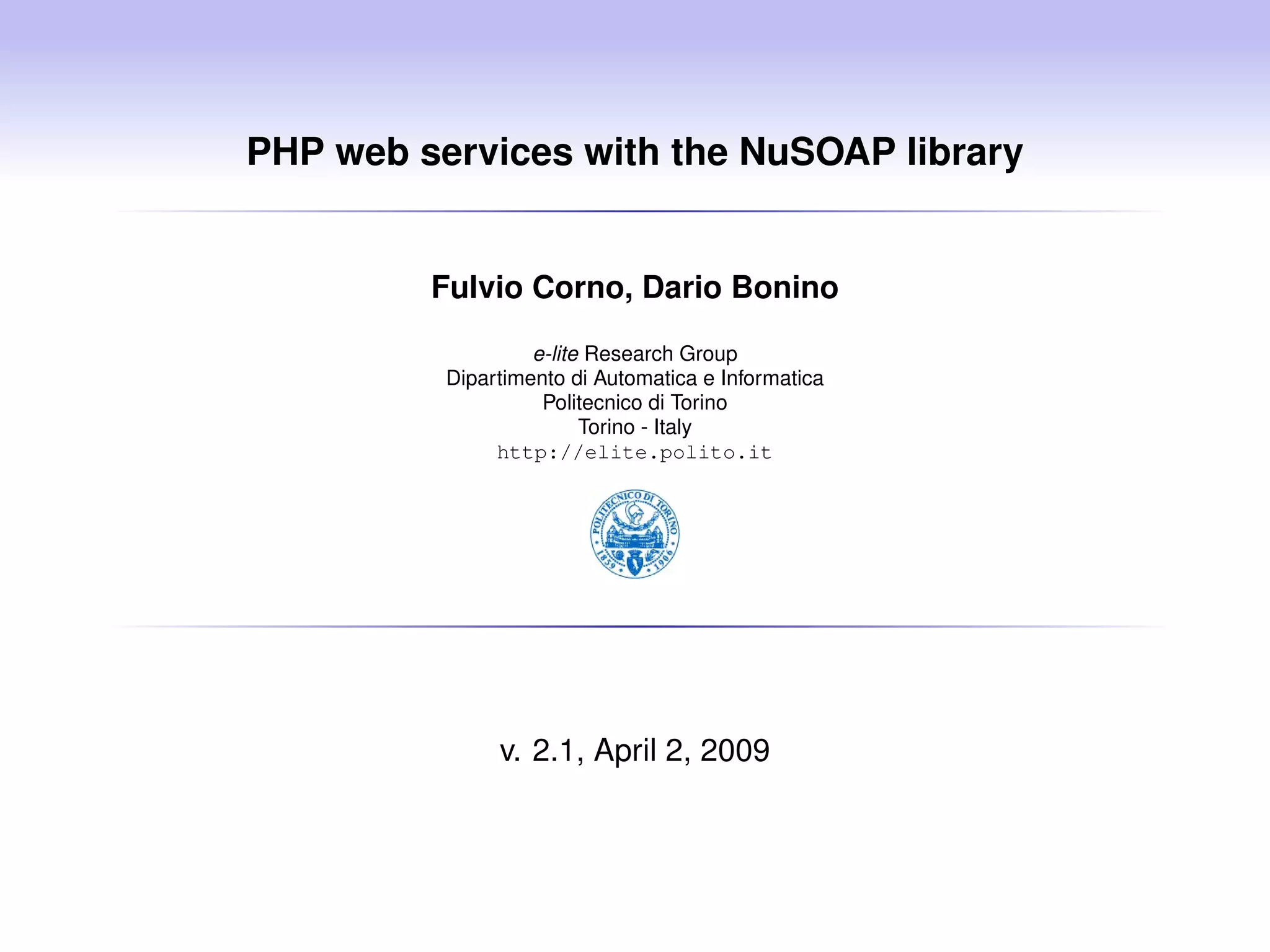 Web services in PHP using the NuSOAP library
