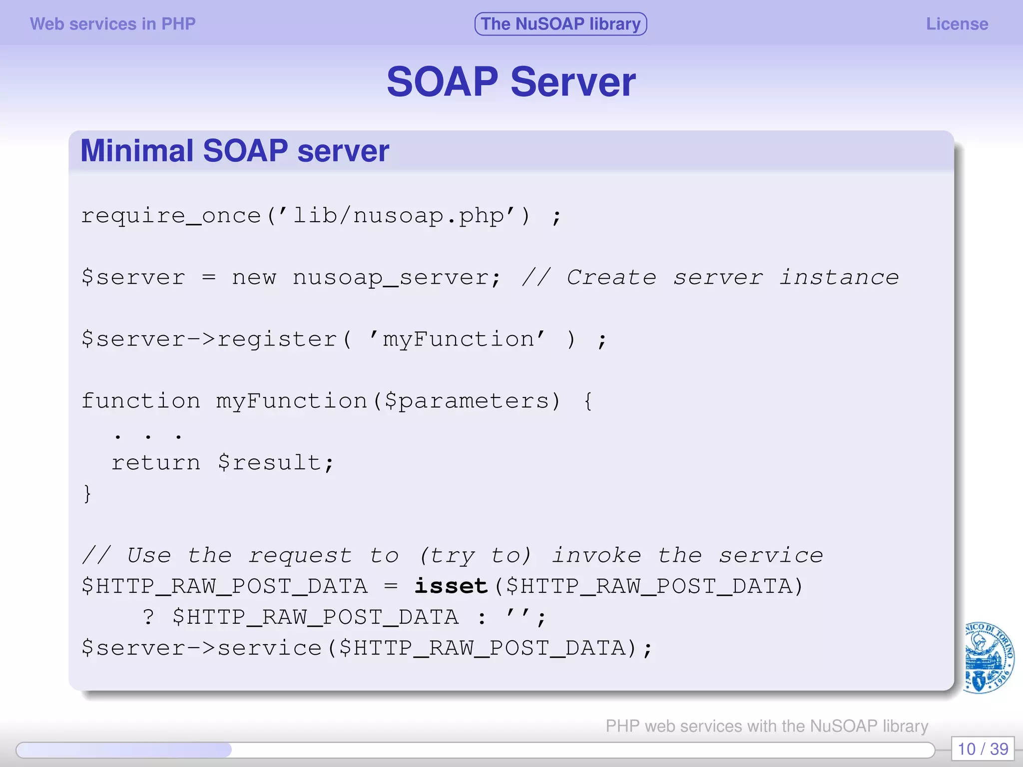 Web services in PHP using the NuSOAP library