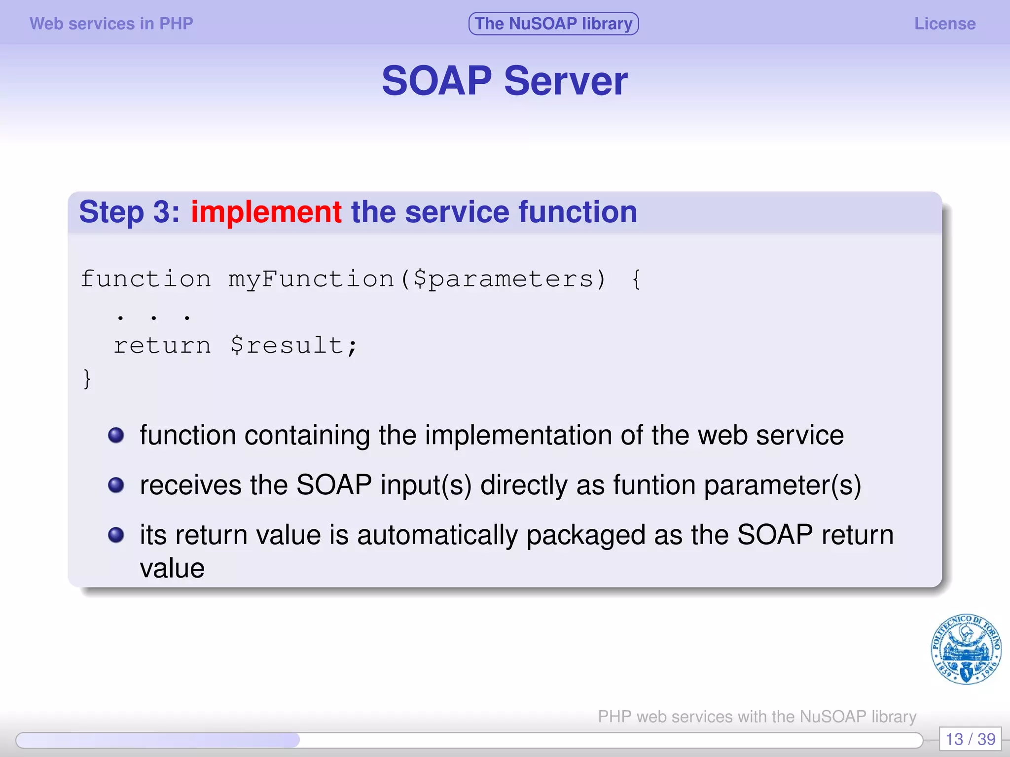 Web services in PHP using the NuSOAP library